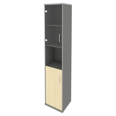 Шкаф высокий узкий левый (1 низкая дверь ЛДСП, 1 низкая дверь стекло) А.СУ-1.4 Л