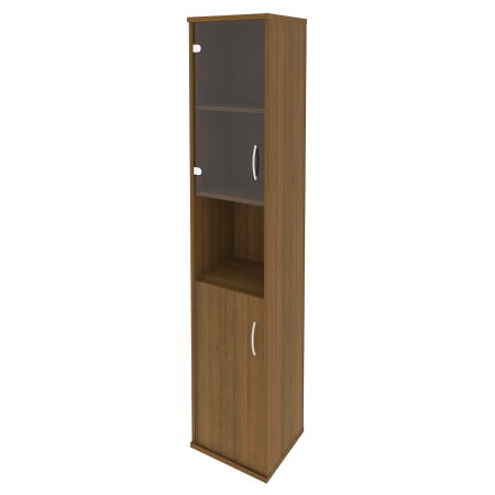 Шкаф высокий узкий левый (1 низкая дверь ЛДСП, 1 низкая дверь стекло) А.СУ-1.4 Л