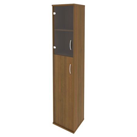 Шкаф высокий узкий левый (1 средняя дверь ЛДСП, 1 низкая дверь стекло) А.СУ-1.7 Л