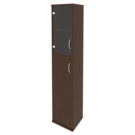 Шкаф высокий узкий левый (1 средняя дверь ЛДСП, 1 низкая дверь стекло) А.СУ-1.7 Л